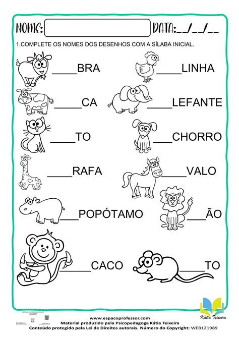 tarefas alfabetização para imprimir